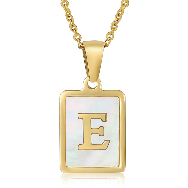 Wholesale Titanium Steel Shell Alphabet 18K Gold Necklace